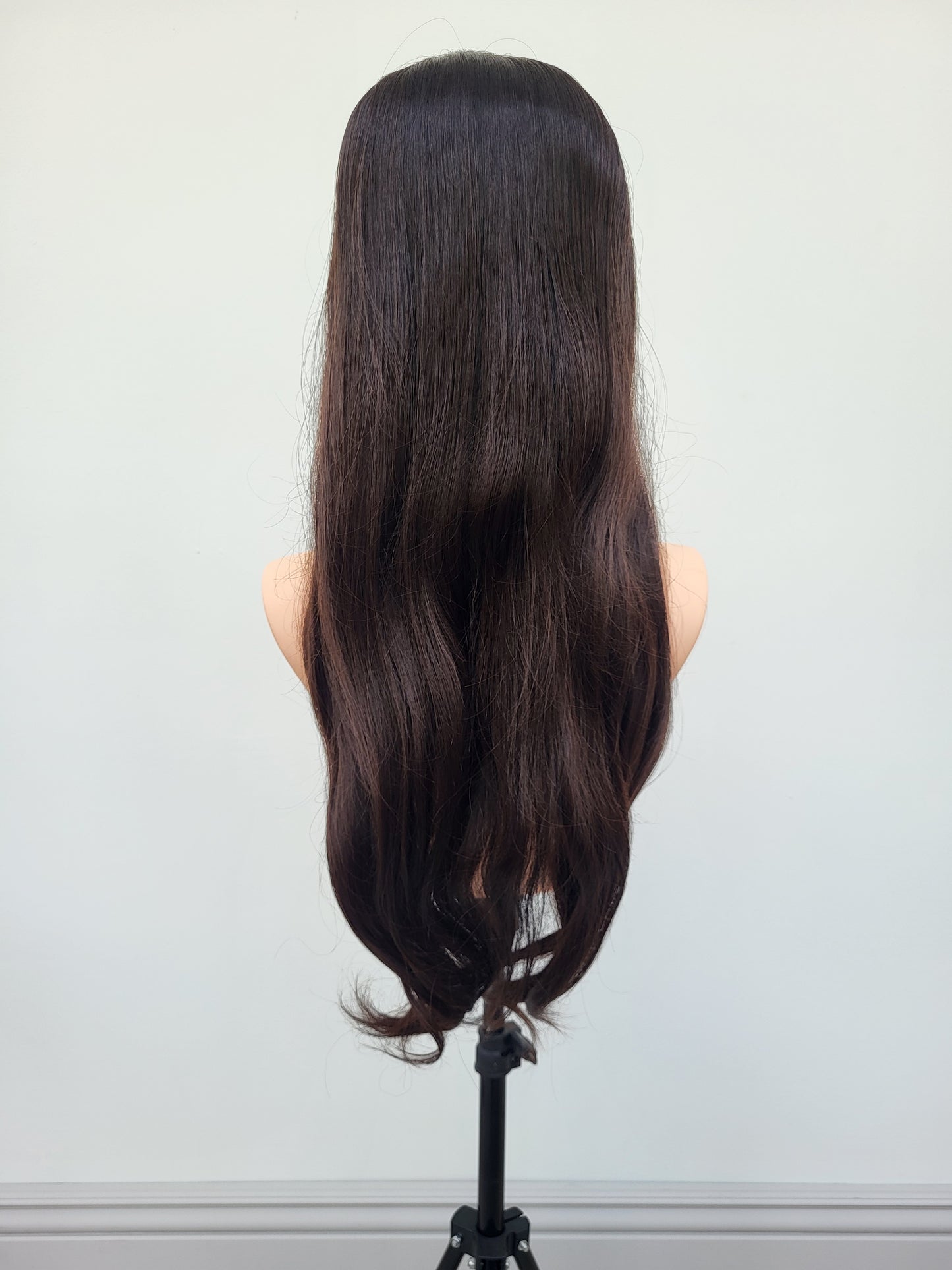 European hairpiece long 20" dark-brown