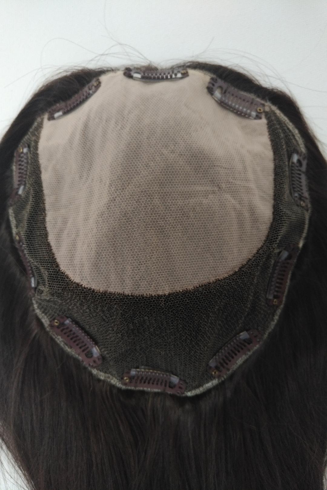 European hairpiece mid-length 12" dark-brown