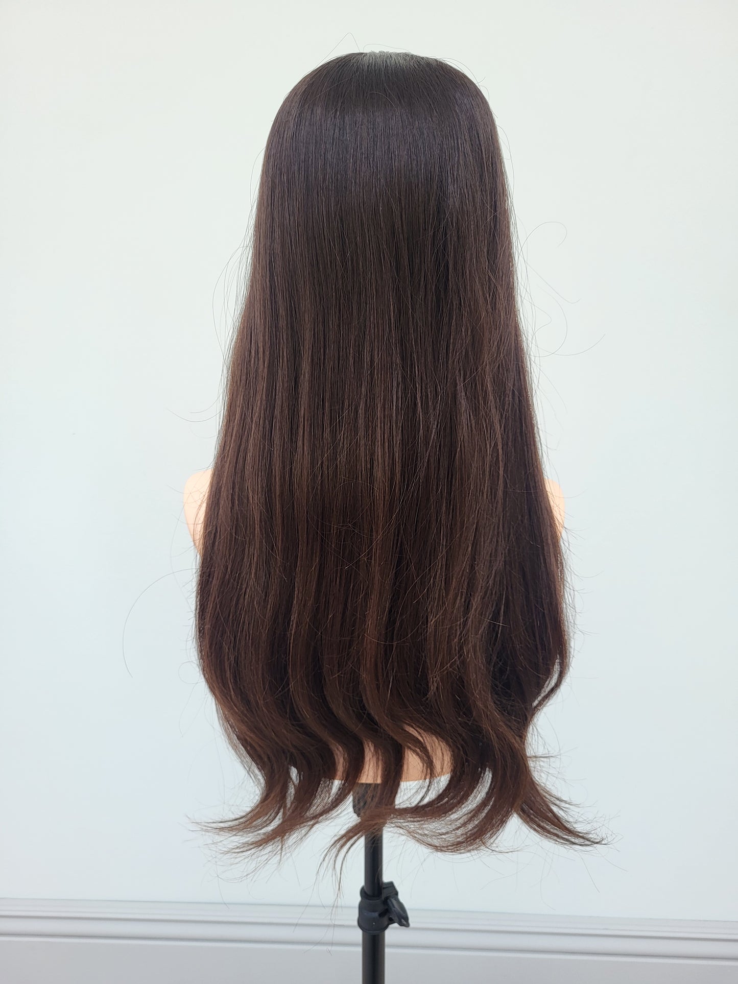 European hairpiece long 20" dark-brown