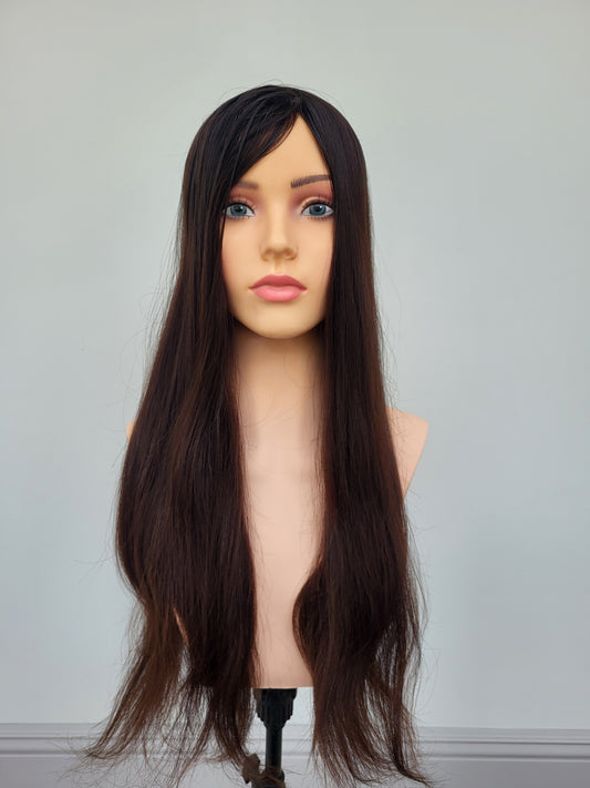 European hairpiece long 20" dark-brown