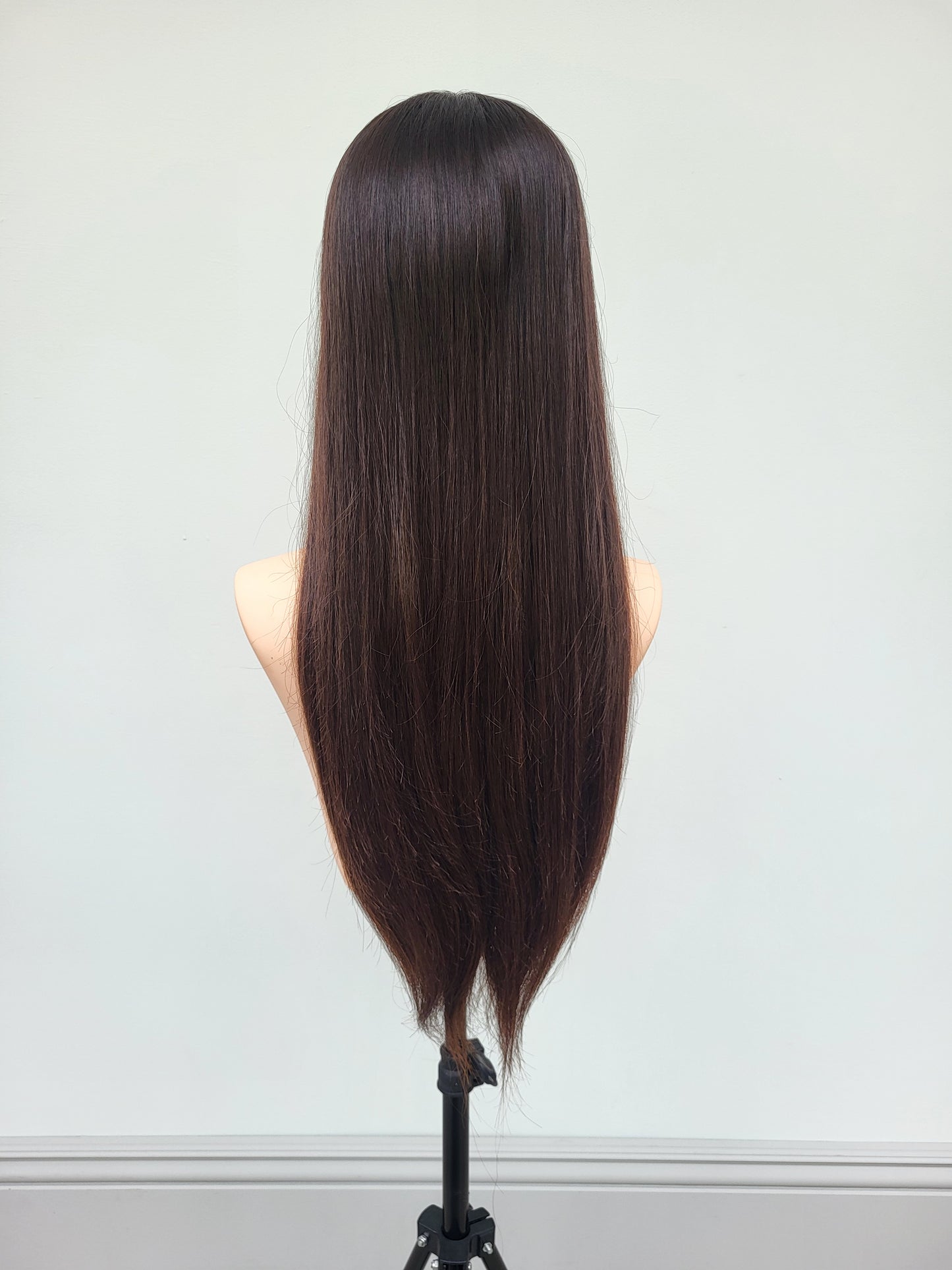 European hairpiece long 22" dark-brown