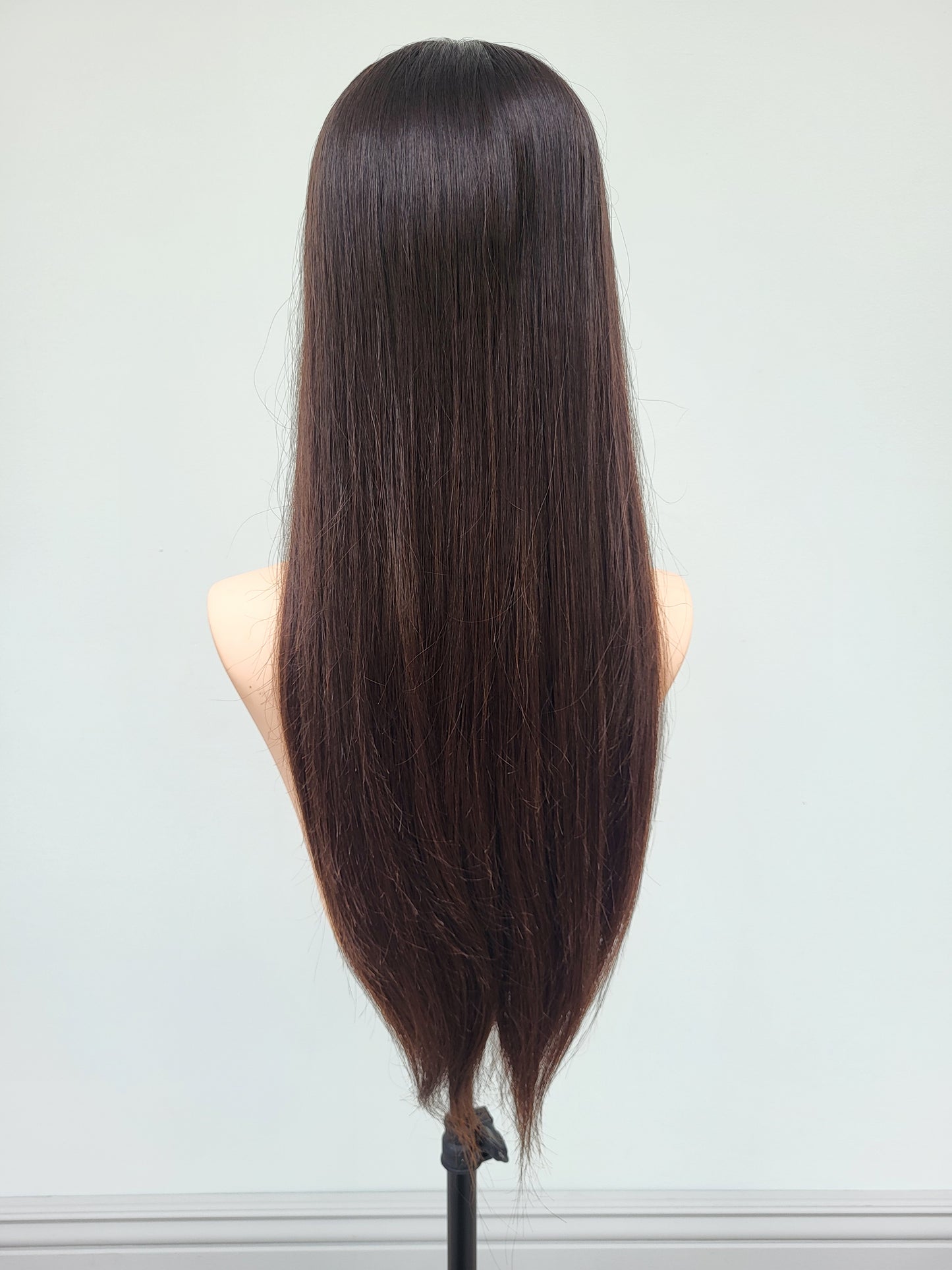 European hairpiece long 22" dark-brown