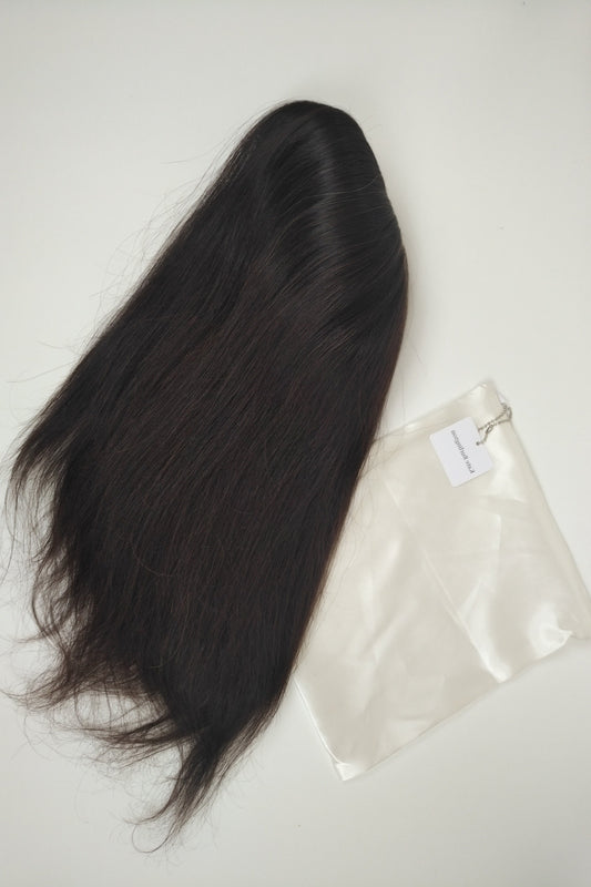 European hairpiece long 16" dark-brown